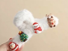 Multicolor Fluffy Christmas Hair Claw Clip, Cute Christmas Hair accessories