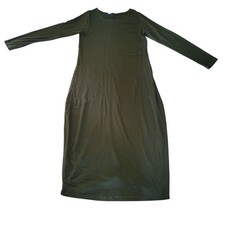 BRYNN WALKER Forrest Green Long Sleeve Maxi Dress Womens M Pockets quiet luxury