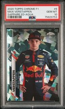 2020 TOPPS CHROME FORMULA 1 SAPPHIRE ED AQUA #6 MAX VERSTAPPEN 37/99 PSA 10