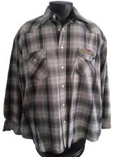 Jesse James Workwear West Coast Choppers Pearl Snap Plaid Cotton Shirt Mens XL