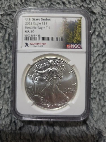 2021 7K Metals U.S. State Series American Silver Eagle NGC MS70 - Washington