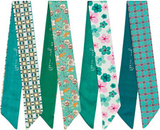4 Pack Purse Scarf Handbags Skinny Twill Hair Scarves Narrow Neck Scarf Band Wom