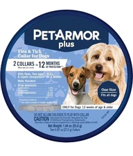 Pet Armor Plus Flea & Tick Collar For Dogs 12 Months Protection 2 Collars NEW
