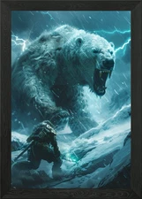 Fearsome Polar Bear Confrontation i Framed Wall Art Poster Canvas Print Picture