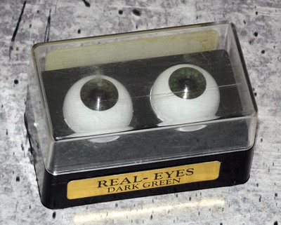 NEW Old Stock 1 Pair Pat Secrist Doll Acrylic Real Eyes 20mm Dark Green USA B109