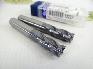 2 NEW GARR SOLID CARBIDE TIALN 4 FLUTE END MILLS 23/64" X 3/8" X 7/8" X 2 1/2"