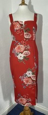 ASOS Size 12 Dress Orange Strappy Floral Slit Midi Summer Party Holiday 1237