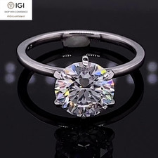 IGI 2.25Ct D VVS2 Round Cut Lab Grown Diamond Engagement Ring Solid 950 Platinum