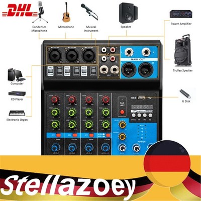 5 Kanal Mini Audio Mixer Bluetooth USB Sound Mischpult Verstärker Studio DJ Live