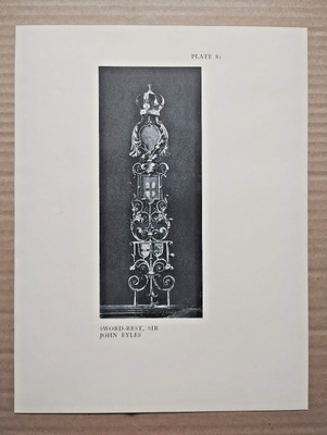Sword Rest, Sir John Eyles, All Hallows by the Tower - Antique Print - 1929