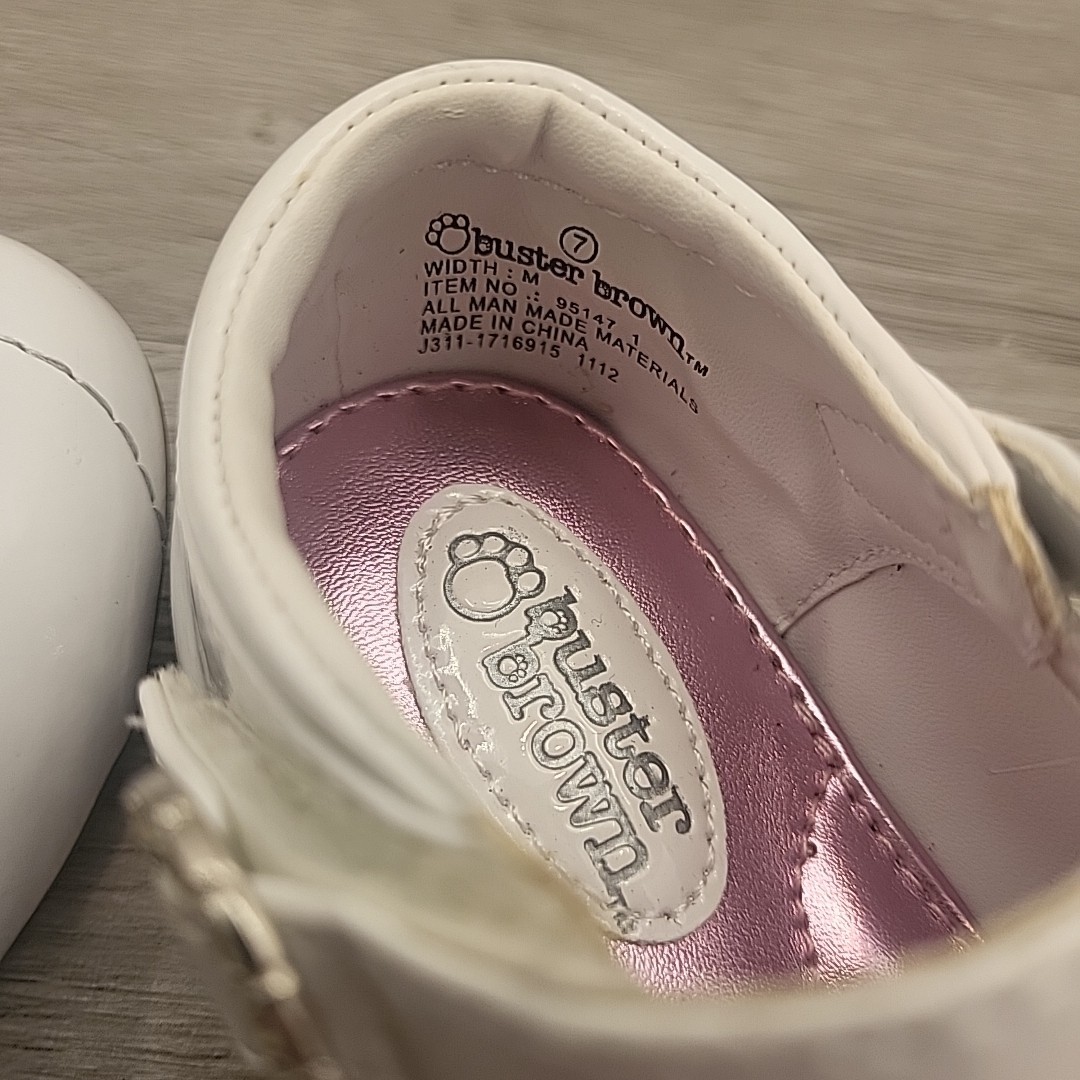 Buster Brown Maddie White Mary Jane Toddler Size 7 Rhinestone 