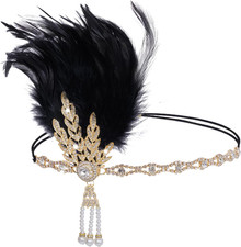 1920s Flapper Feather Headband Roaring 20s Gatsby Headpiece Women's 1920s Headba