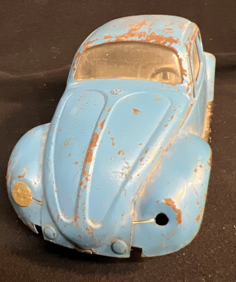 Винтажный металлический прессованный металлический синий жук Volkswagen VW Beetle 1960-х Tonka 52680 8,5 дюйма - Изображение 3 из 4