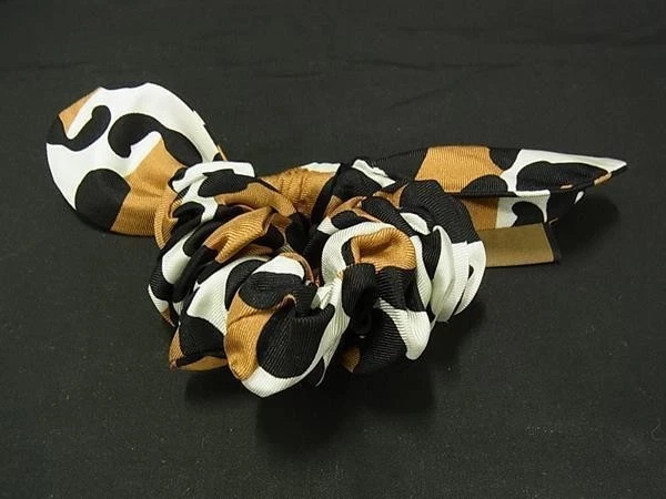 FENDI Hair Accessory Scrunchie - Brown, Ivory, and Black Silk Women's Hair Tie - Image 2 of 3