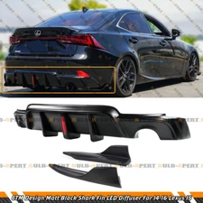 CTM Design Matt Black LED Rear Diffuser + Side Spats For 14-16 Lexus IS250 IS350