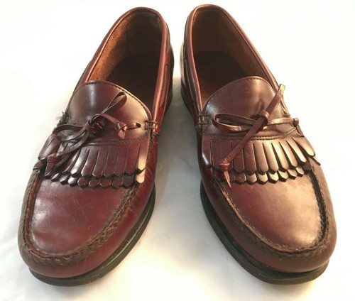 Cordovan Leather Kiltie Bow Loafers 