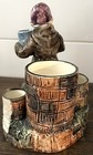 ANTIQUE TABLETOP MONK HOLY WATER FONT WITH SMALL VASELIKE CONTAINERS — photo 4