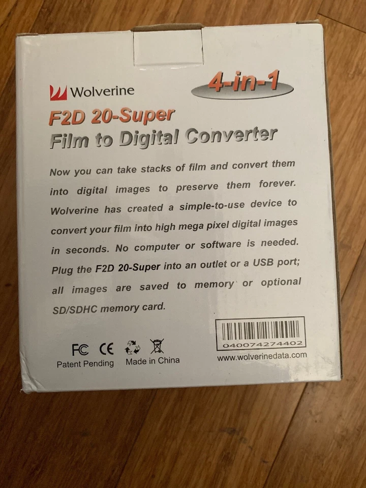 Wolverine Film to Digital Converter F2D Super 20mp 35mm 110 126 4-in-1 Complete - Image 2 of 2