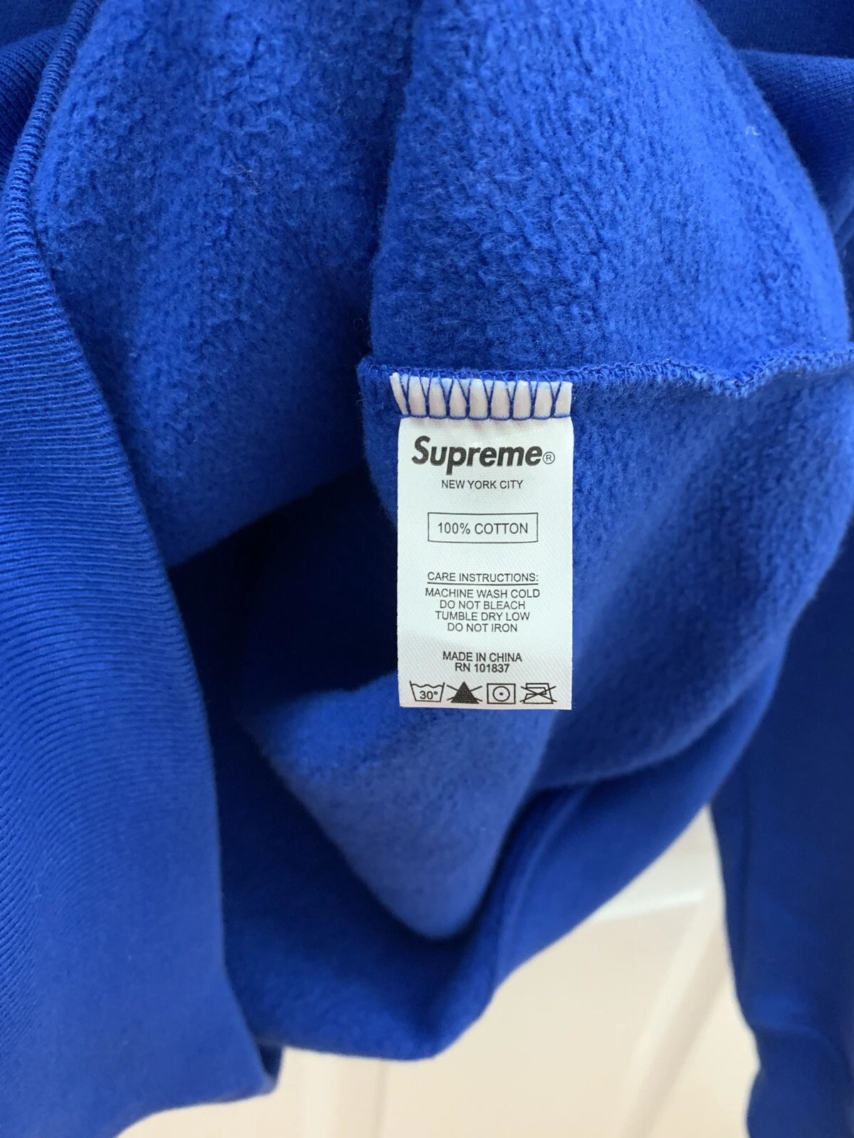 Felpa con cappuccio Supreme SS18 Sideline blu reale da uomo rossa TAGLIA M usata 100% AUTENTICA