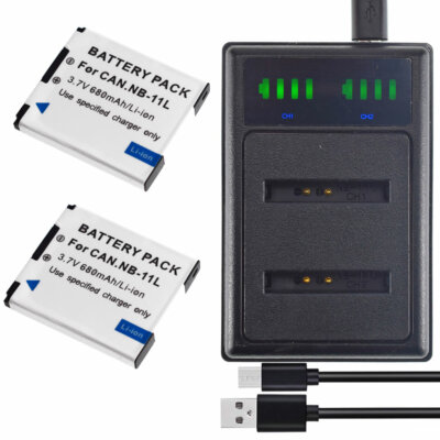 2X NB-11L Battery+ USB charger for Canon Powershot SX410 IS