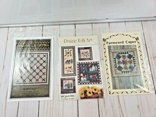 3 PRIMITIVE GATHERING, QUILT PATTERNS FARMYARD CAPERS, PRAIRIE FOLK ART,