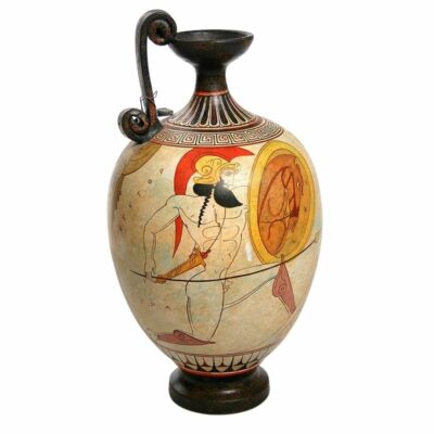 Two Warriors with Shields Fallen Hero White Figure Imported Greek Vase Museum