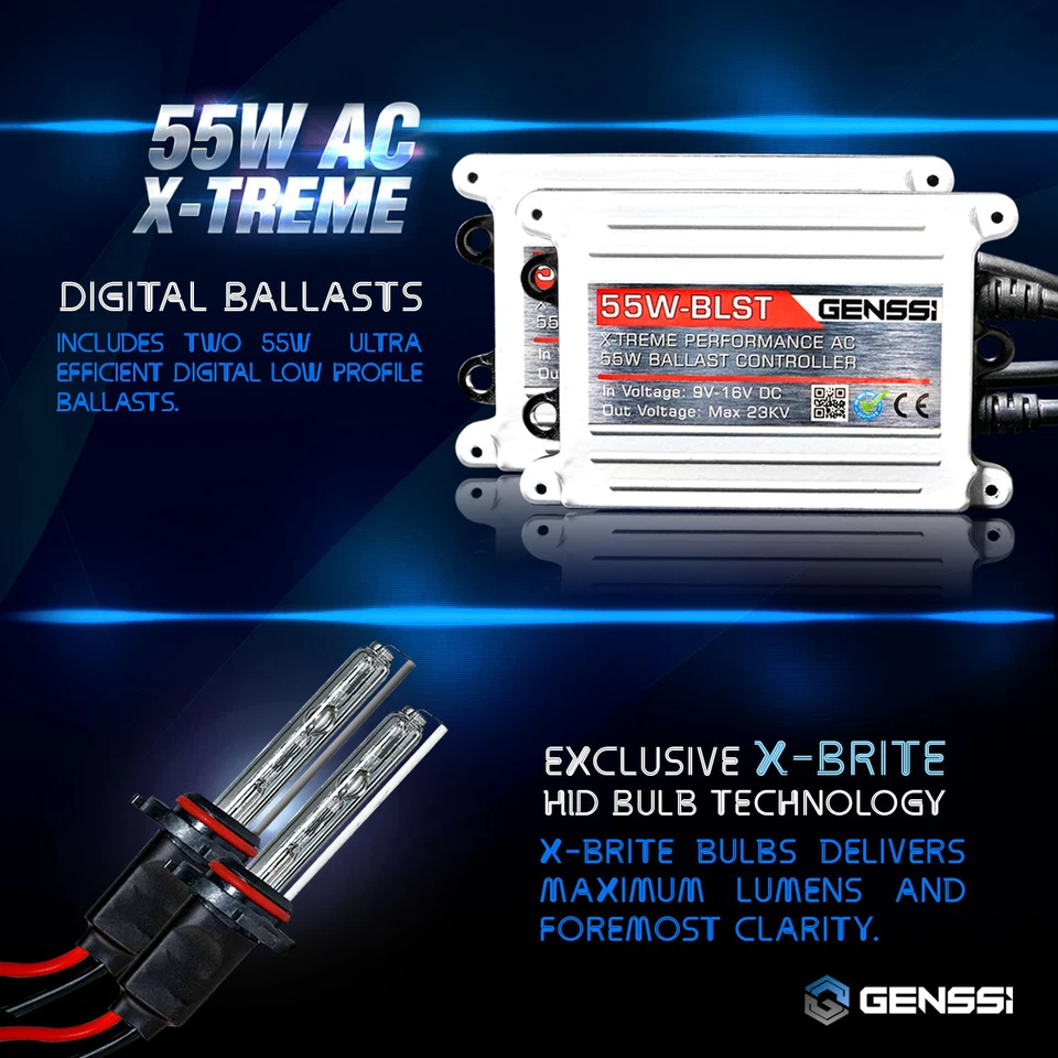 Genssi AC 55w HID Kit H4 H7 H11 H13 9003 9005 9006 9007 6000k Hi Lo Bi Xenon - Image 2 of 4