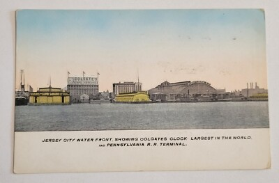 #ad Jersey City NJ Water Front Colgates Clock Pennsylvania Railroad POSTCARD Z3 $22.00