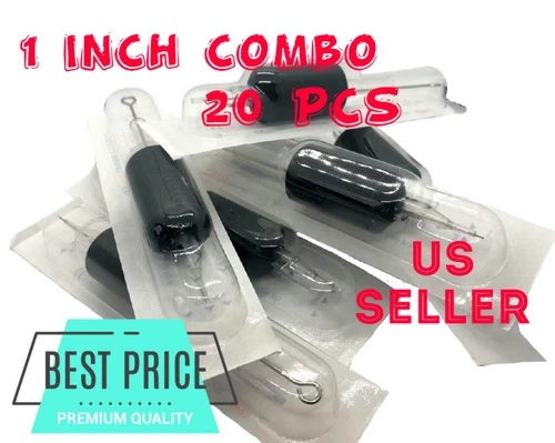 Disposable Tattoo Needles Tubes Combo 25mm 1 Inch Grip 20pcs Pick:RL, RS, CM, M1 - product listing photo