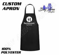 CUSTOM TEXT LOGO APRON PERSONALIZED COLOR BLACK HOME COMMERCIAL WHITE DESIGN