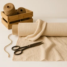 Almond Linen Blend Fabric by the Yard – Material for Sewing, Upholstery & Crafts