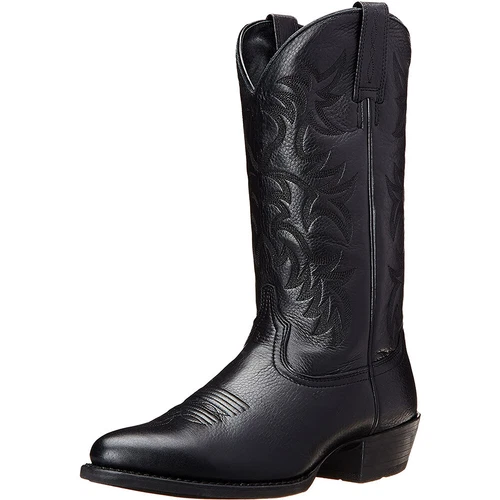 Herren klassische robuste runde Zehenpartie bestickt Western Cowboystiefel Schuhe - Bild 4 von 13