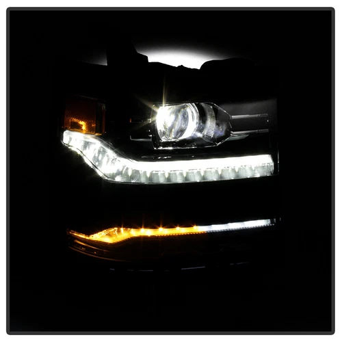 For Chevy Silverado 1500 2016-2018 Full LED DRL Projector Headlight Right Black - Picture 10 of 11