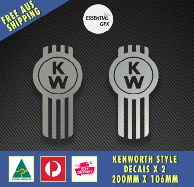 KENWORTH Style Decals x 2 SATIN SILVER TRUCKS HEAVY HAULING SEMI ...