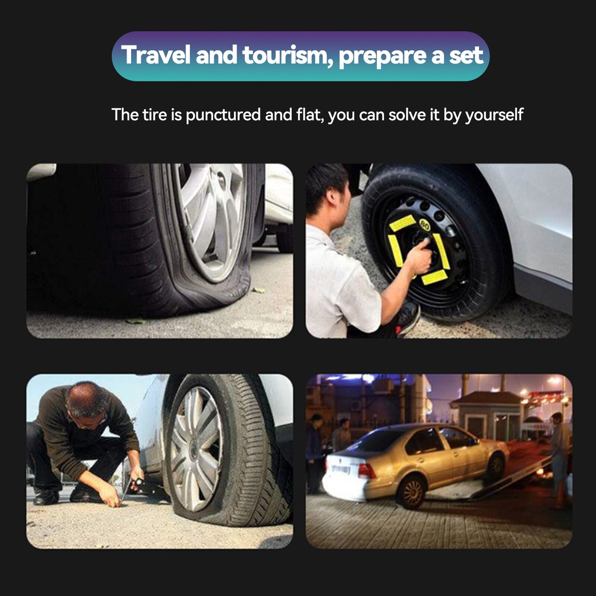 45-Piece DIY Tire Repair Kit With Plugs & Tools - Fix Punctured Flat Tires On Cars, Trucks & SUVs
