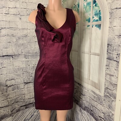 Jackie Jon Vintage Women Mini Party Formal Dress SZ 8 Metallic Wine Stretch  Y2k | eBay