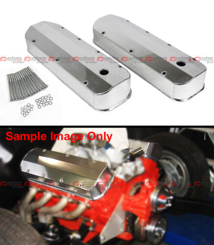 BBC Chevy 454 Fabricated Aluminum Valve Covers Polished 427 Big Block Chevy 396  - Foto 1 di 3