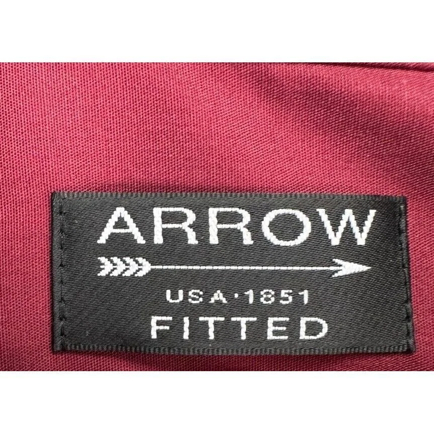 Camisa Arrow Adulto XL 17.5 32-33 Popelina Granate Ajustado Vestido Abotonado Para Hombres NUEVA Foto 4 de 4