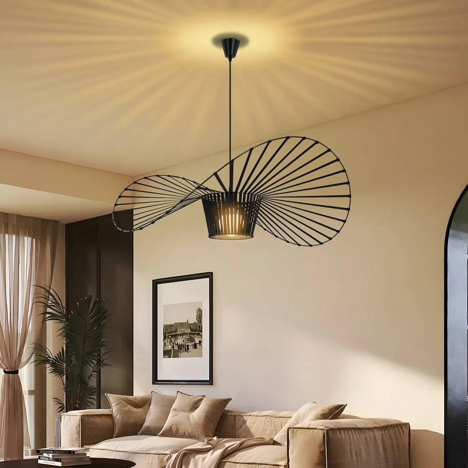 E27 Pendelleuchte 40W 60cm Hängeleuchte Metall Schwarz Hängelampe Wohnzimmer - Bild 1 von 1