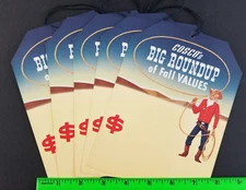 Vintage (Lot of 5) Cosco's Big Roundup Western Price Hang Tags
