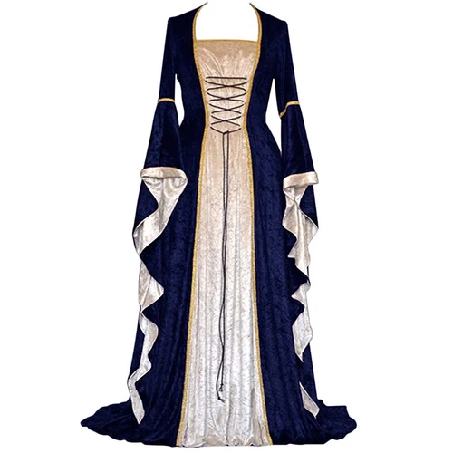 Medieval Renaissance Costume Velvet Long Dress Gothic Victorian Gown Cosplay - Picture 5 of 24