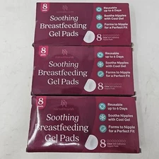 Lot of 3 Nurse & Nourish -8 Pads per box - Silicone Nipple Pads - Breastfeeding