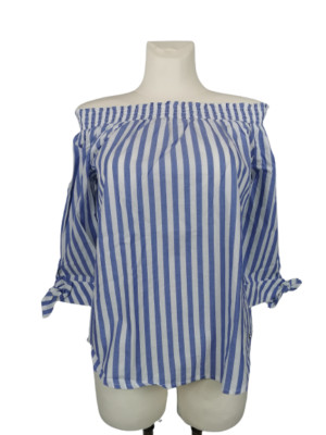 AJC Fashion Carmenbluse, blau-weiss gestreift, Gr. 36