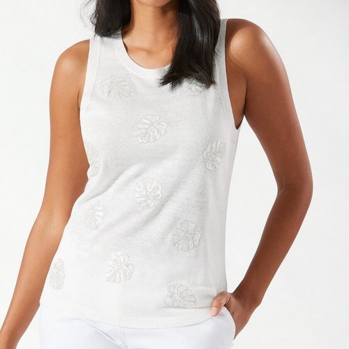 tommy-bahama-tank-top-womens-xs-ivory-linen-sequin-leaf-embellished-nwt