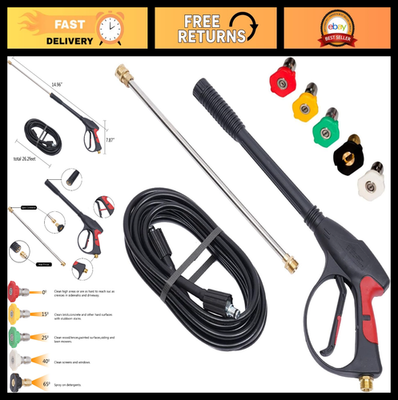 #ad 3000 PSI Pressure Washer Spray Gun Kit Universal M22 Connector 5 Nozzles $105.99