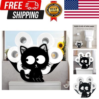 Funny Cat Toilet Paper Holder - Freestanding Metal Animal Storage for Bathroo...