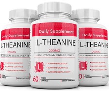 L-Theanine 200mg, 180 Capsules, Double Strength - Non-GMO, Gluten Free