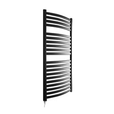 Designer Electric Towel Rail Curved Black Fixed Temp 300W 500mm x 1100mm