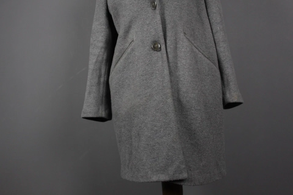 Abrigo Largo Max Mara Gris Ajuste Regular Solapa Muesca de Un Pecho Talla S Foto 3 de 4