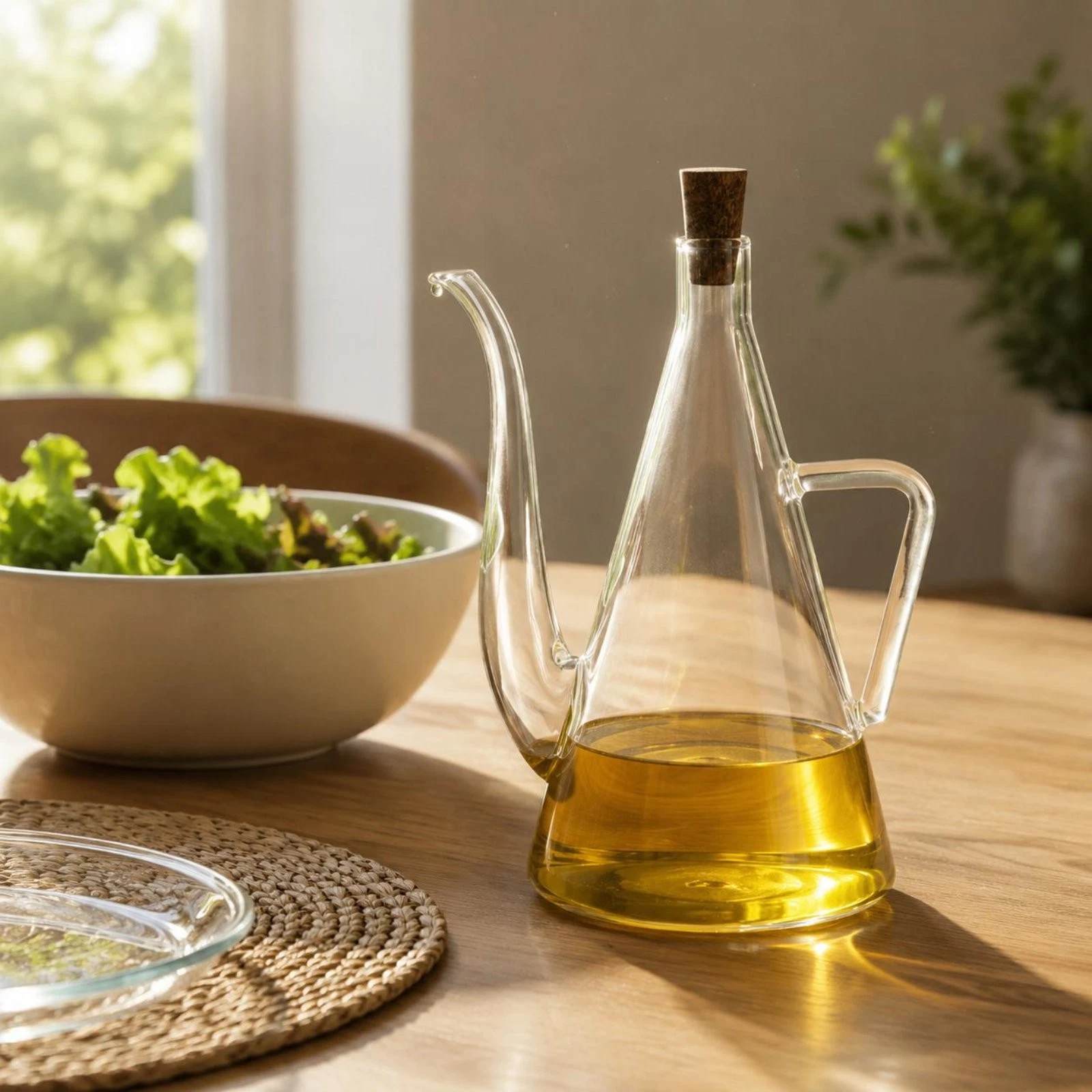 Borosilicate Glass Oil Jug Effortless Dispense Oil and Vinaigrette Cruet
Opens in a new window or ta